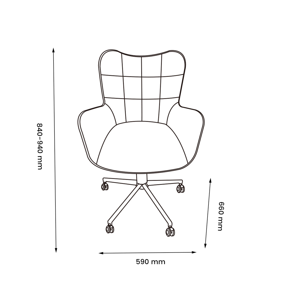 Modern Ergonomic Office Chair, Fabric Upholstery - KASA BEIGE
