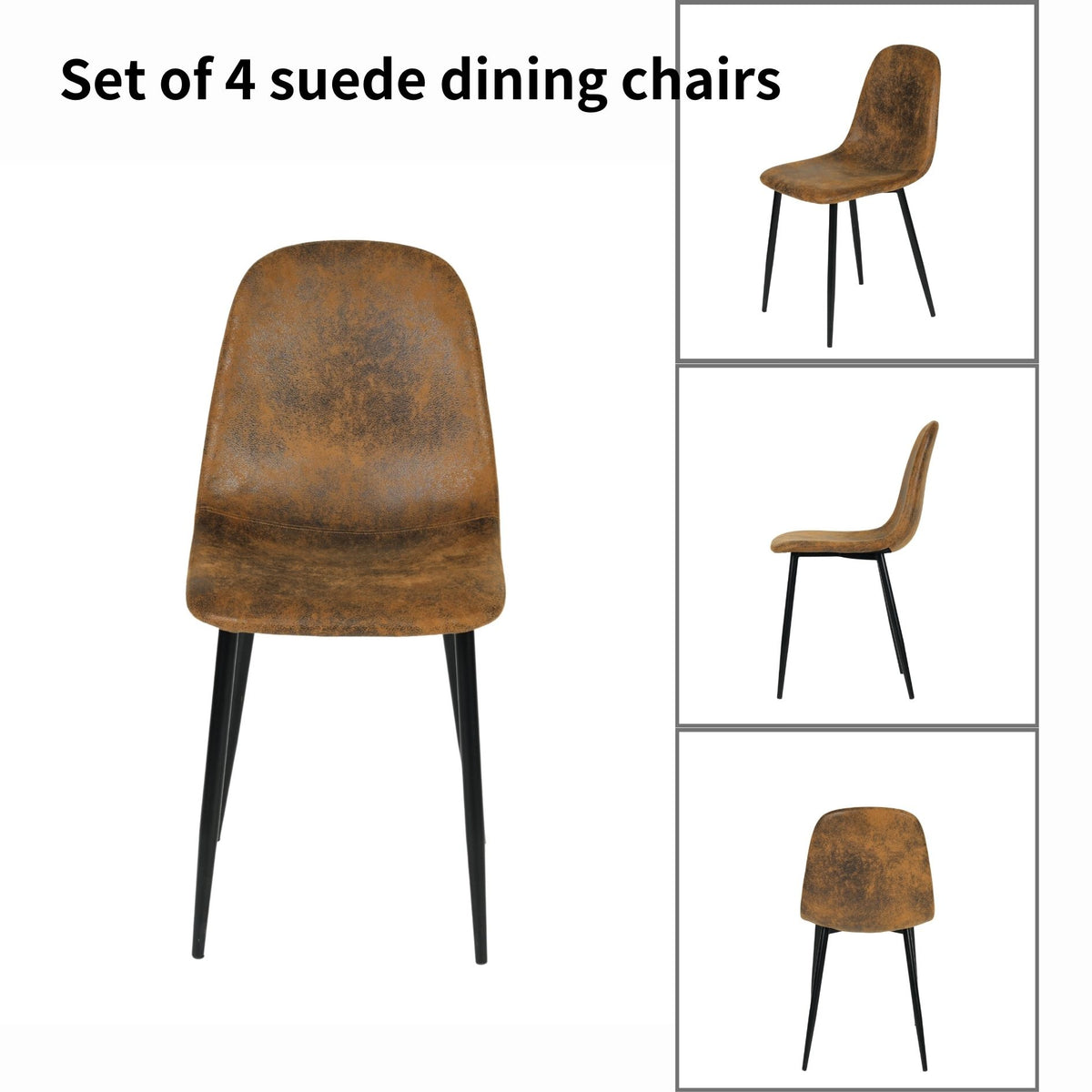 Modern Suede Dining Chair, Metal Frame - CHARLTON SUEDE BROWN FRASERS