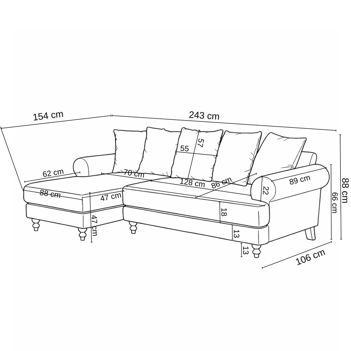 Modern Beige Fabric, Wooden Frame - ELAITH LOUNGE SOFA