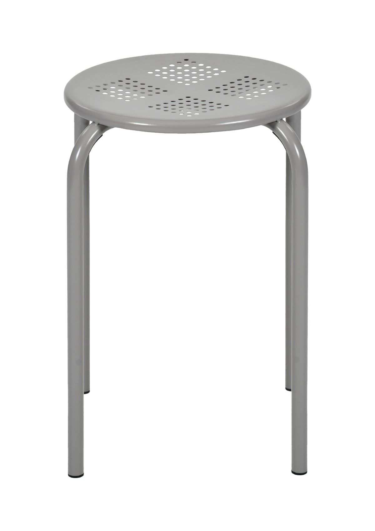 Modern Minimalist Metal Stool, Light Grey Finish - ARON 408U