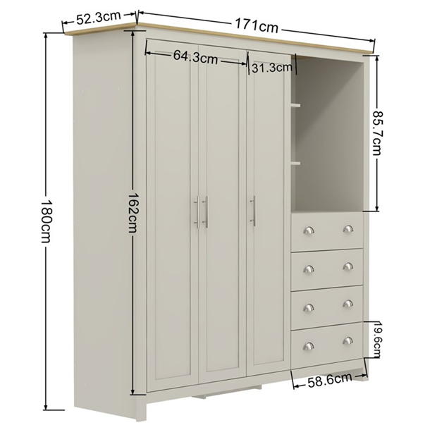 Modern Grey Storage, Particleboard & MDF - LANCASTER COMBINE UNIT GREY