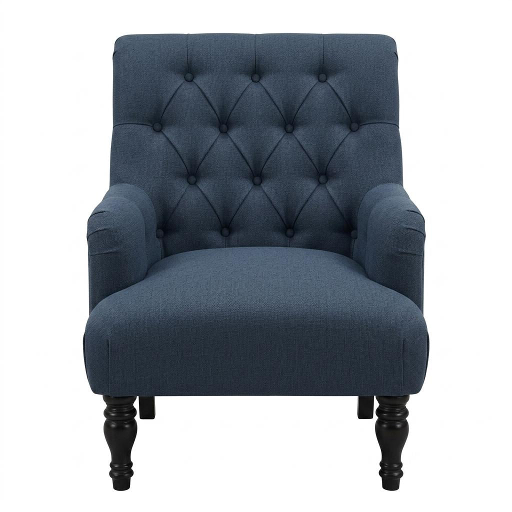 Modern Velvet Accent Chair, Solid Wood Legs - AIMEE BLUE