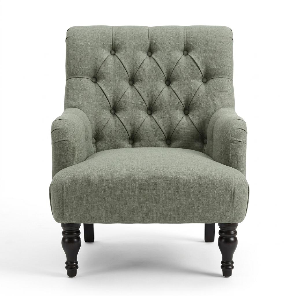 Modern Velvet Accent Chair, Solid Wood Legs - AIMEE GREEN