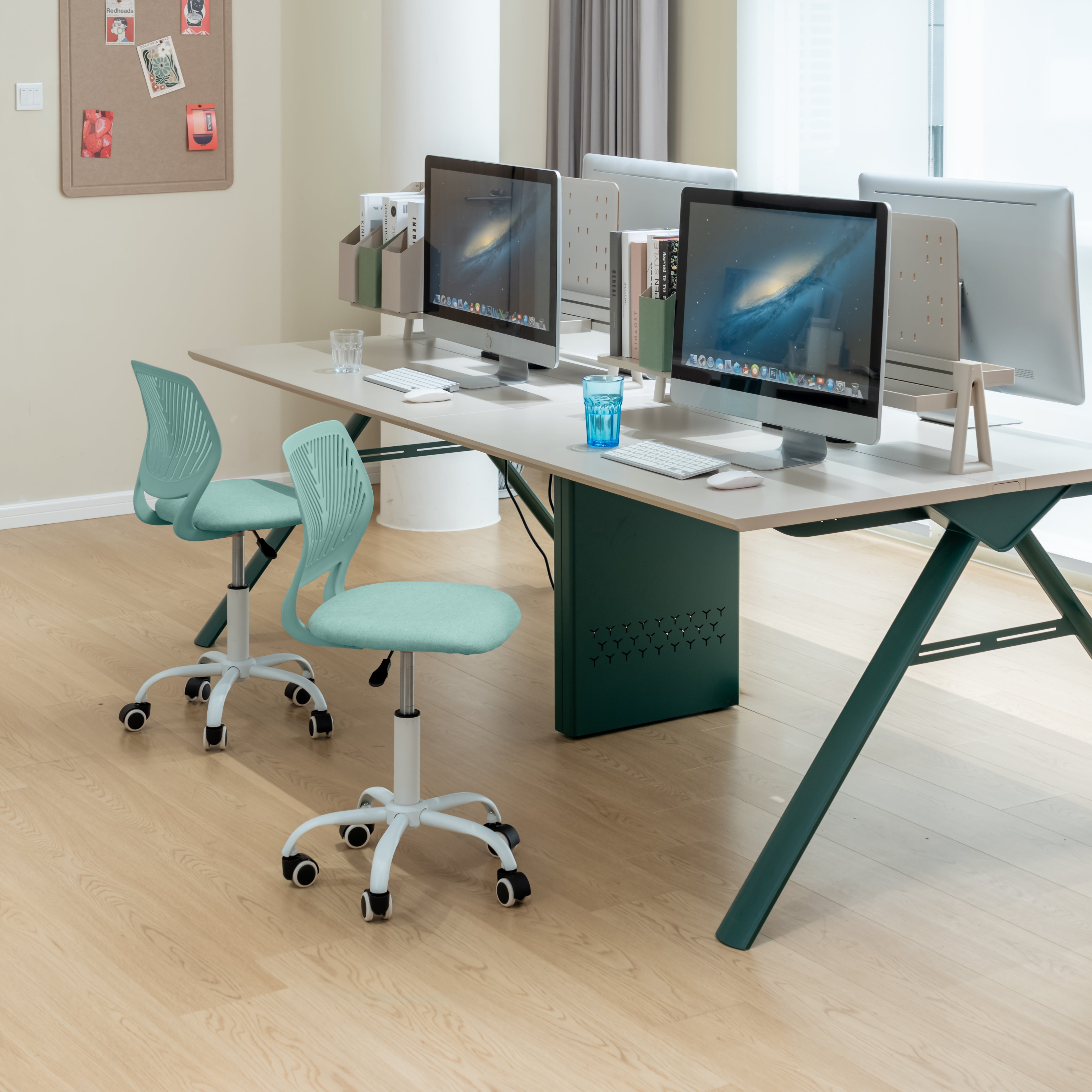 Carnation Fabric Aqua Office Chairs