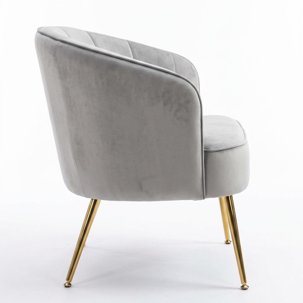 Modern Velvet Dining Chair, Gold Frame Esme Accent Chair - CATHAL GREY