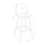 Charlton Terry Upholstery Walnut Metal Leg Bar Stool