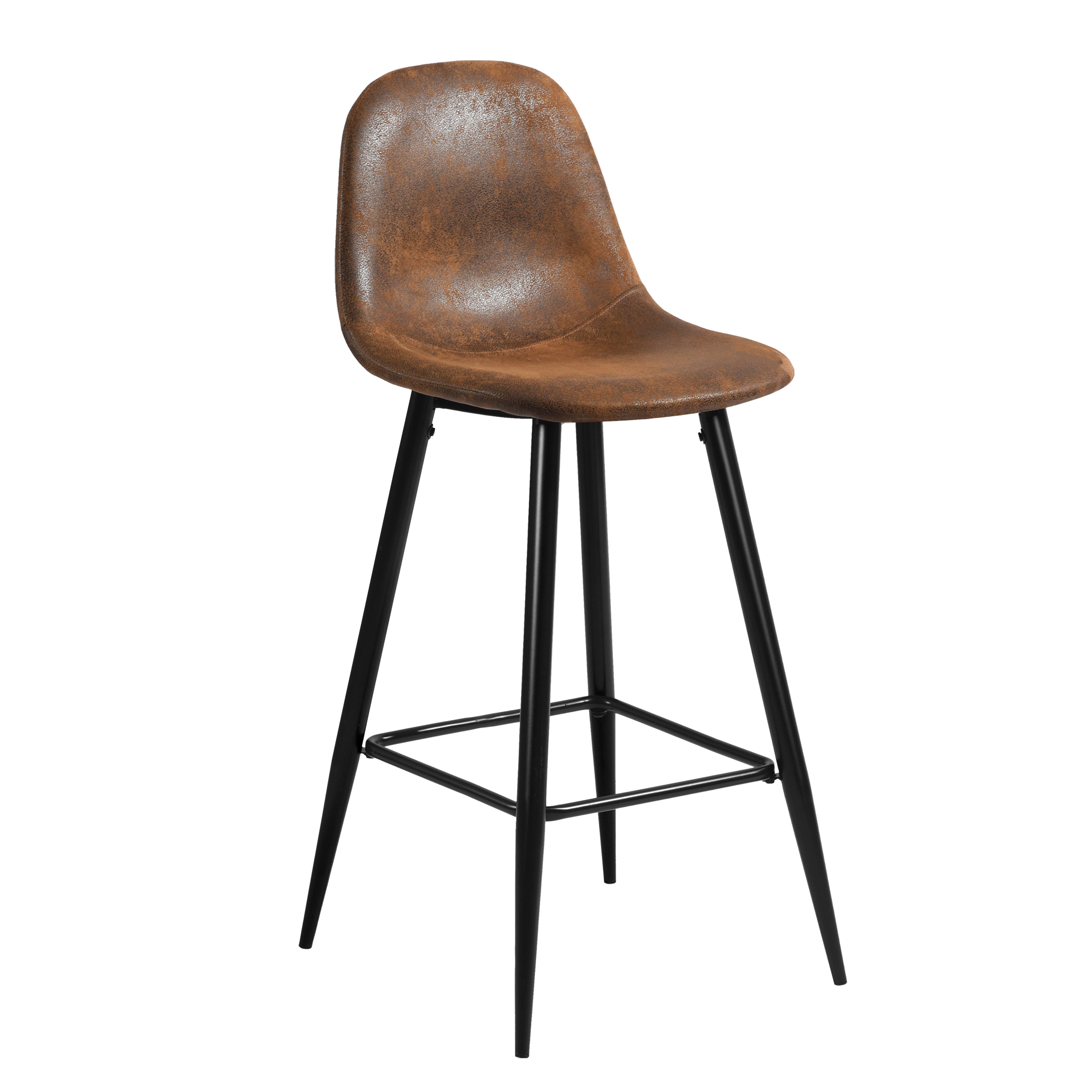 Charlton Terry Upholstery Walnut Metal Leg Bar Stool
