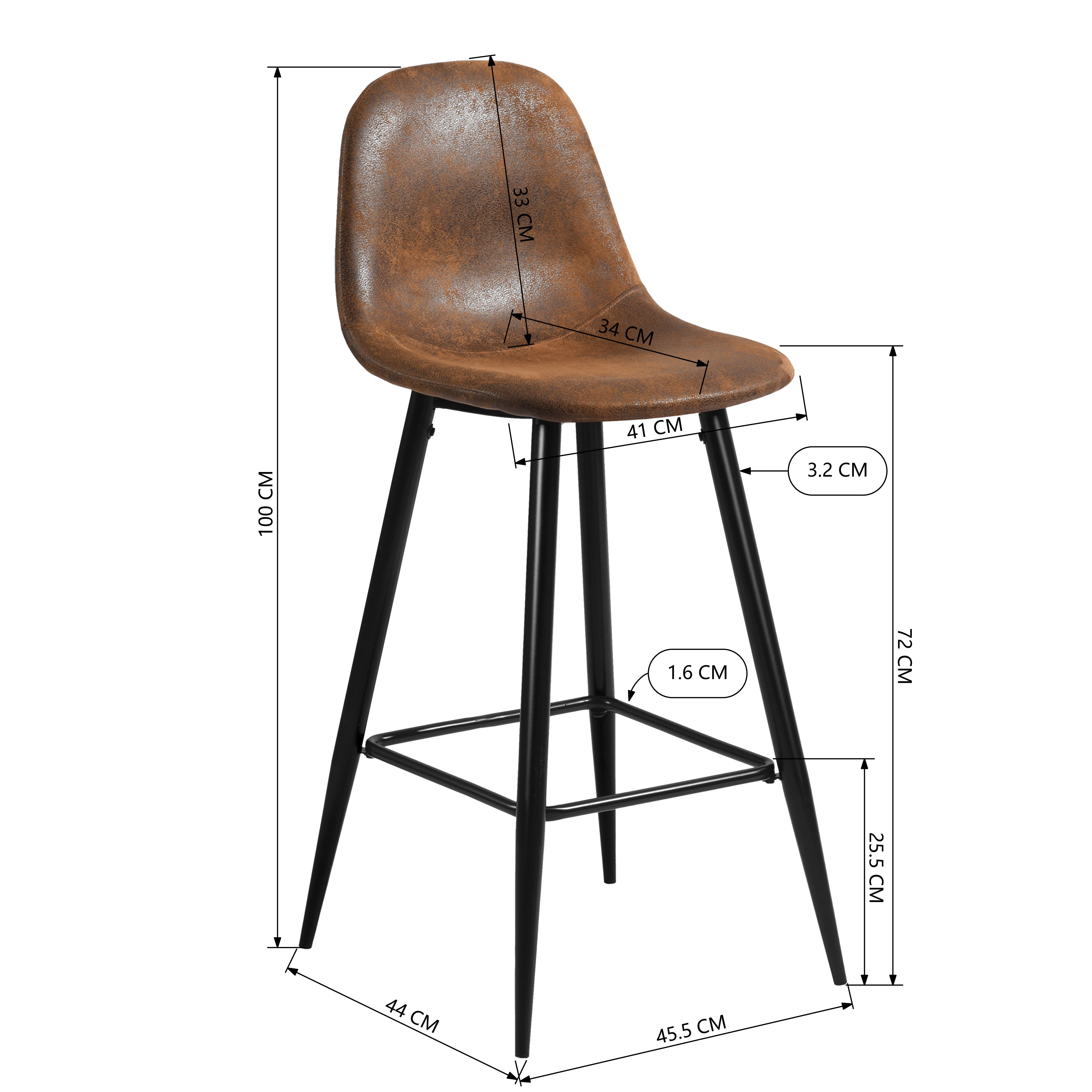 Charlton Terry Upholstery Walnut Metal Leg Bar Stool
