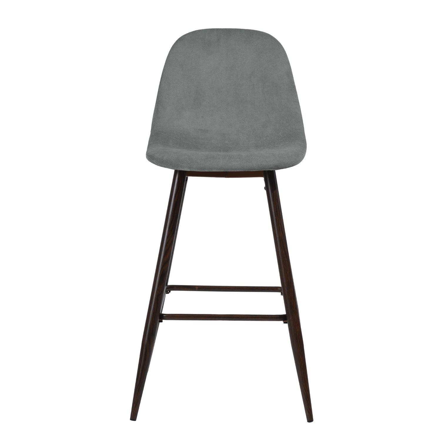 Charlton Terry Upholstery Walnut Metal Leg Bar Stool