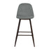Charlton Terry Upholstery Walnut Metal Leg Bar Stool