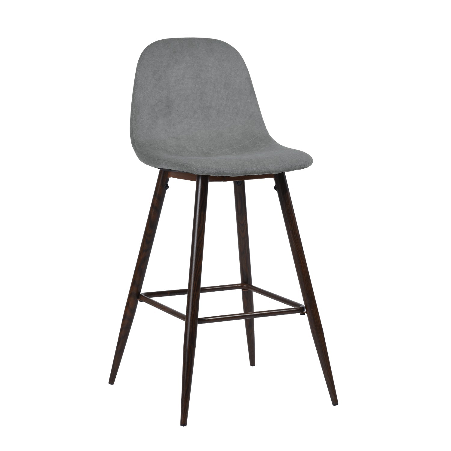 Charlton Terry Upholstery Walnut Metal Leg Bar Stool