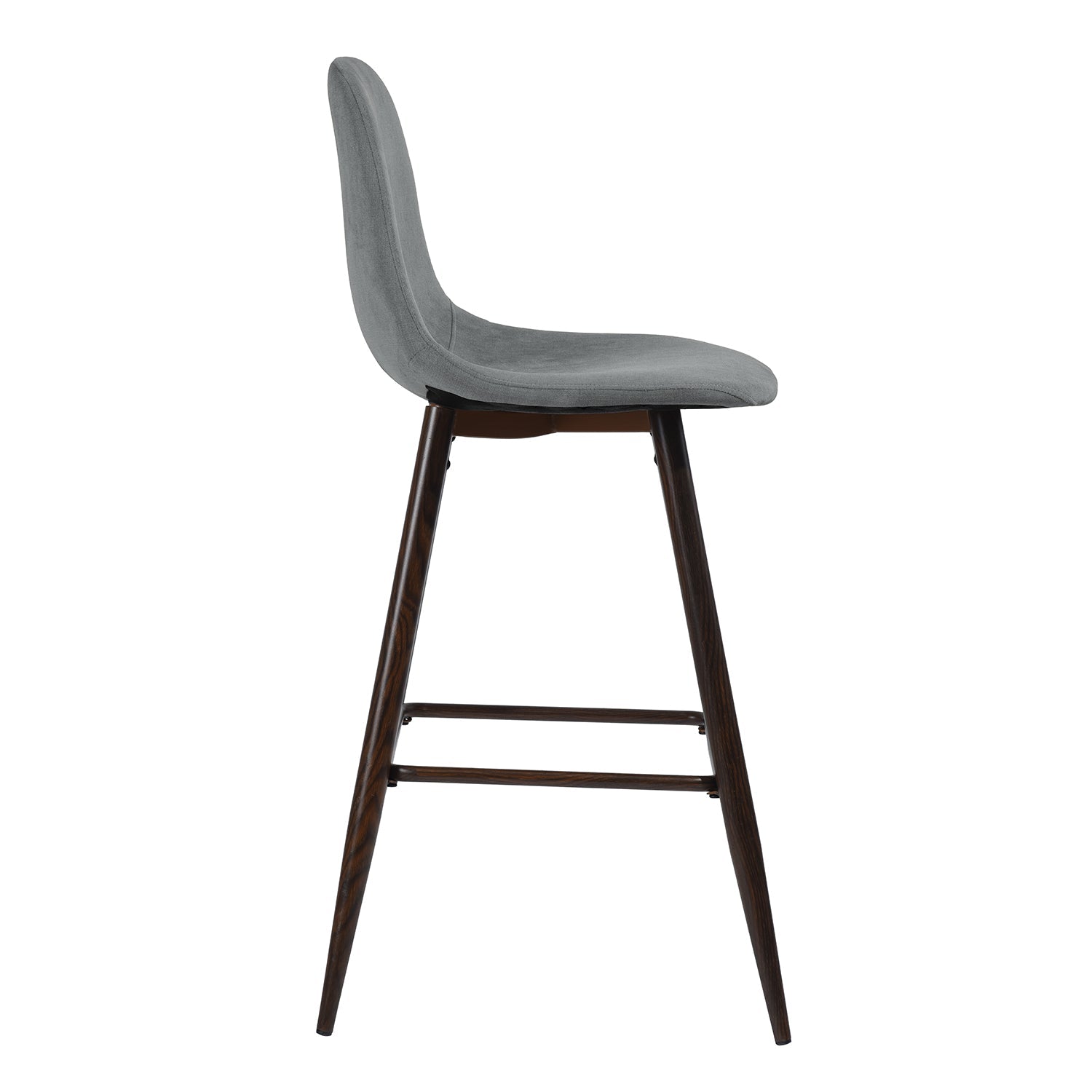 Charlton Terry Upholstery Walnut Metal Leg Bar Stool