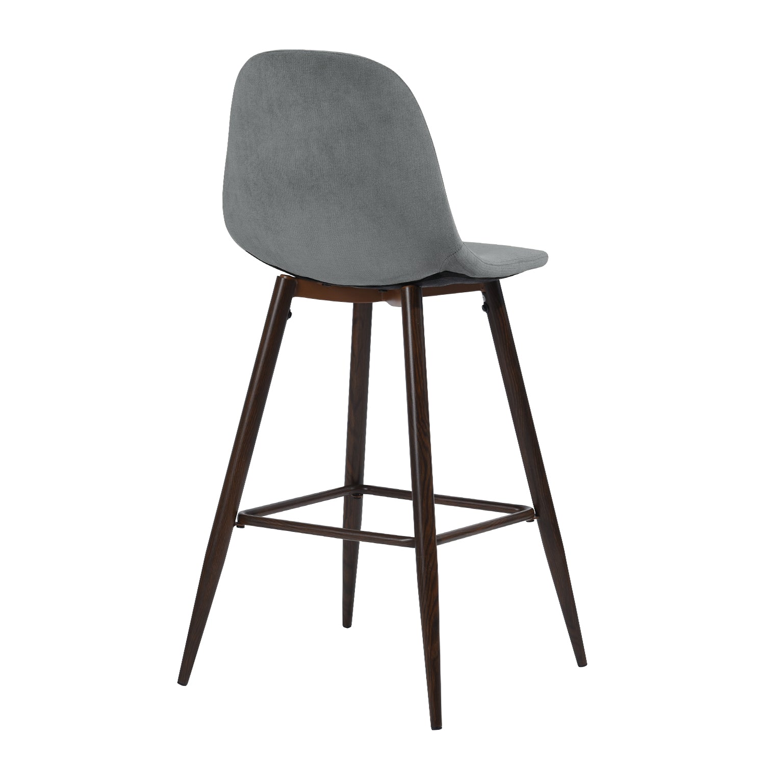 Charlton Terry Upholstery Walnut Metal Leg Bar Stool