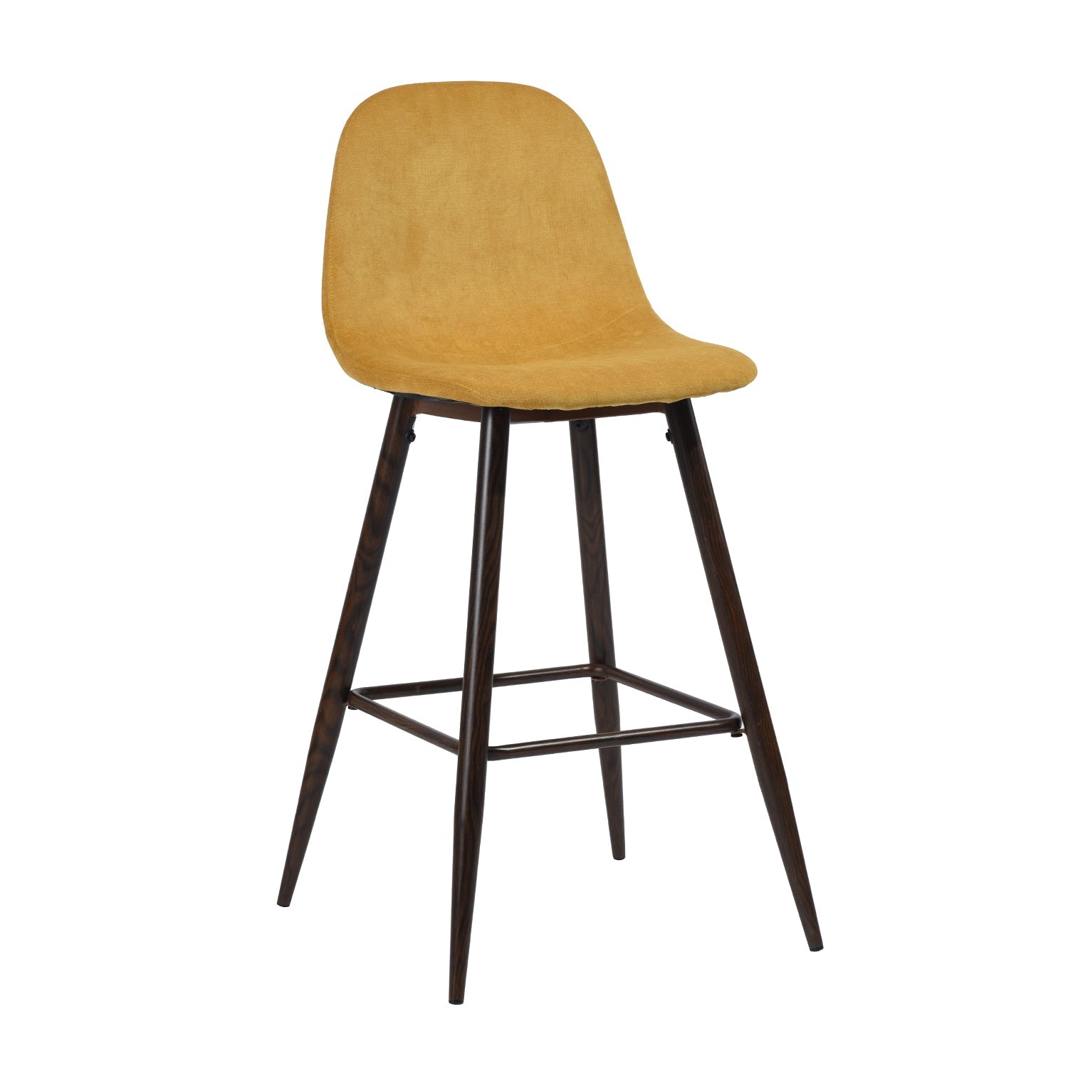 Charlton Terry Upholstery Walnut Metal Leg Bar Stool