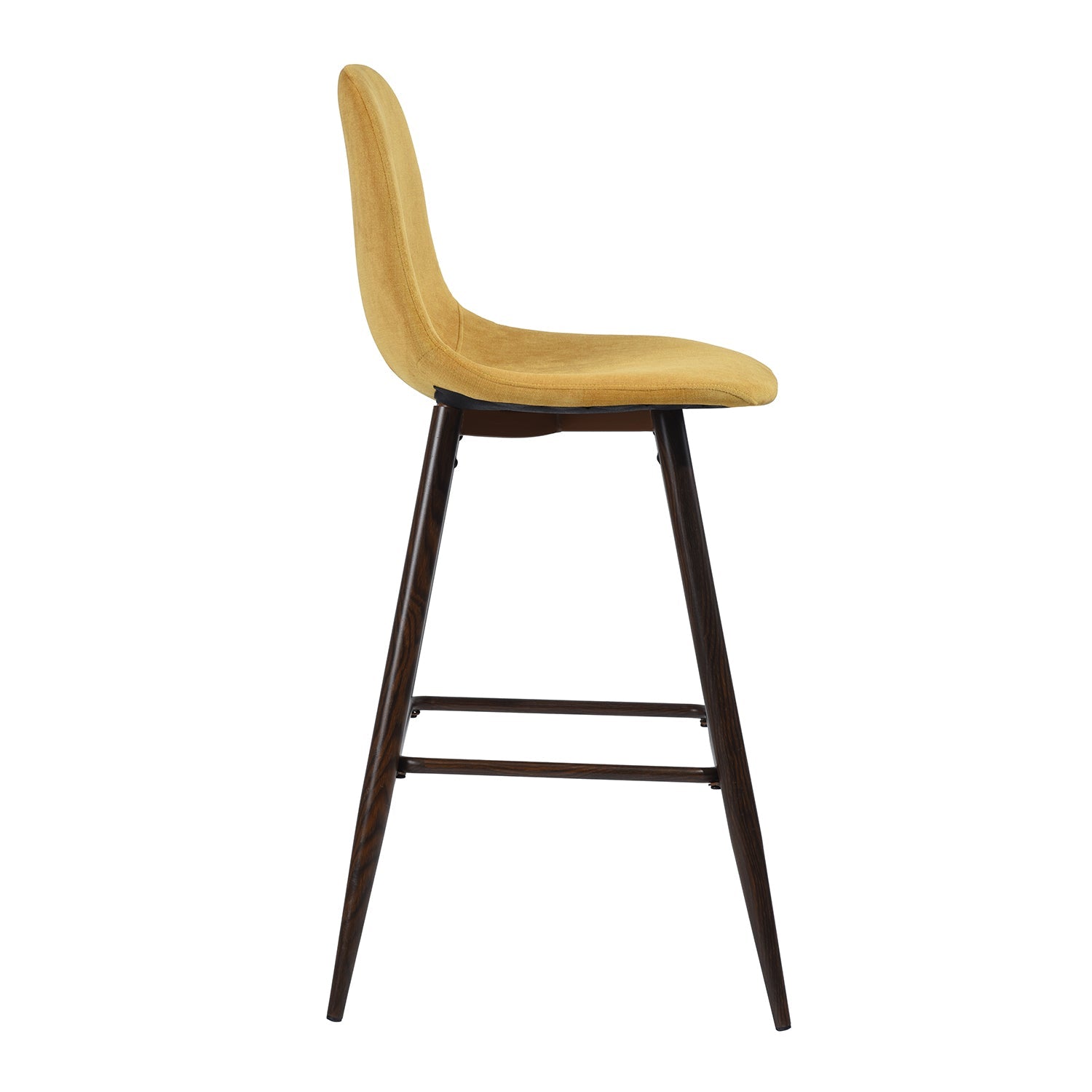 Charlton Terry Upholstery Walnut Metal Leg Bar Stool