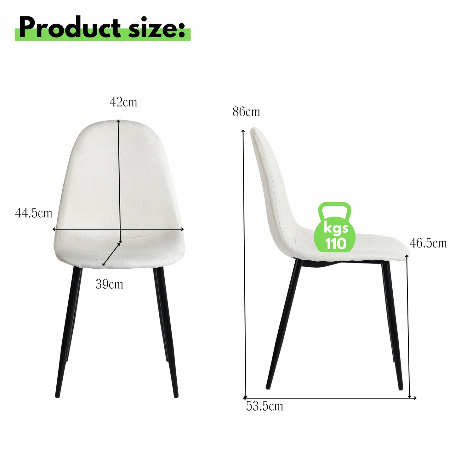 Charlton Fabric Beige Black Leg Dining Chairs