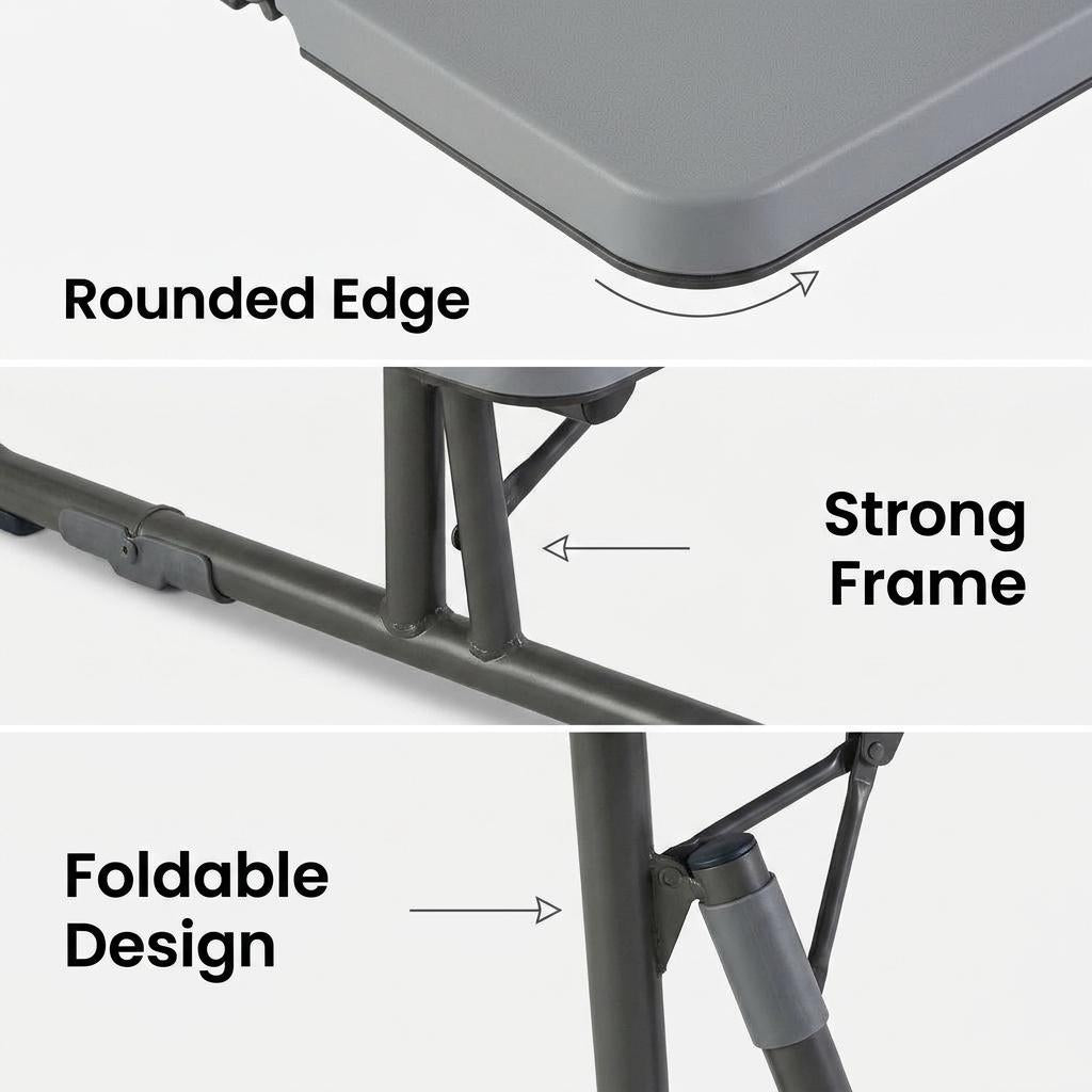 Modern Grey Kids Table Set, PP Top & Metal Legs - CHILDLIKE GREY
