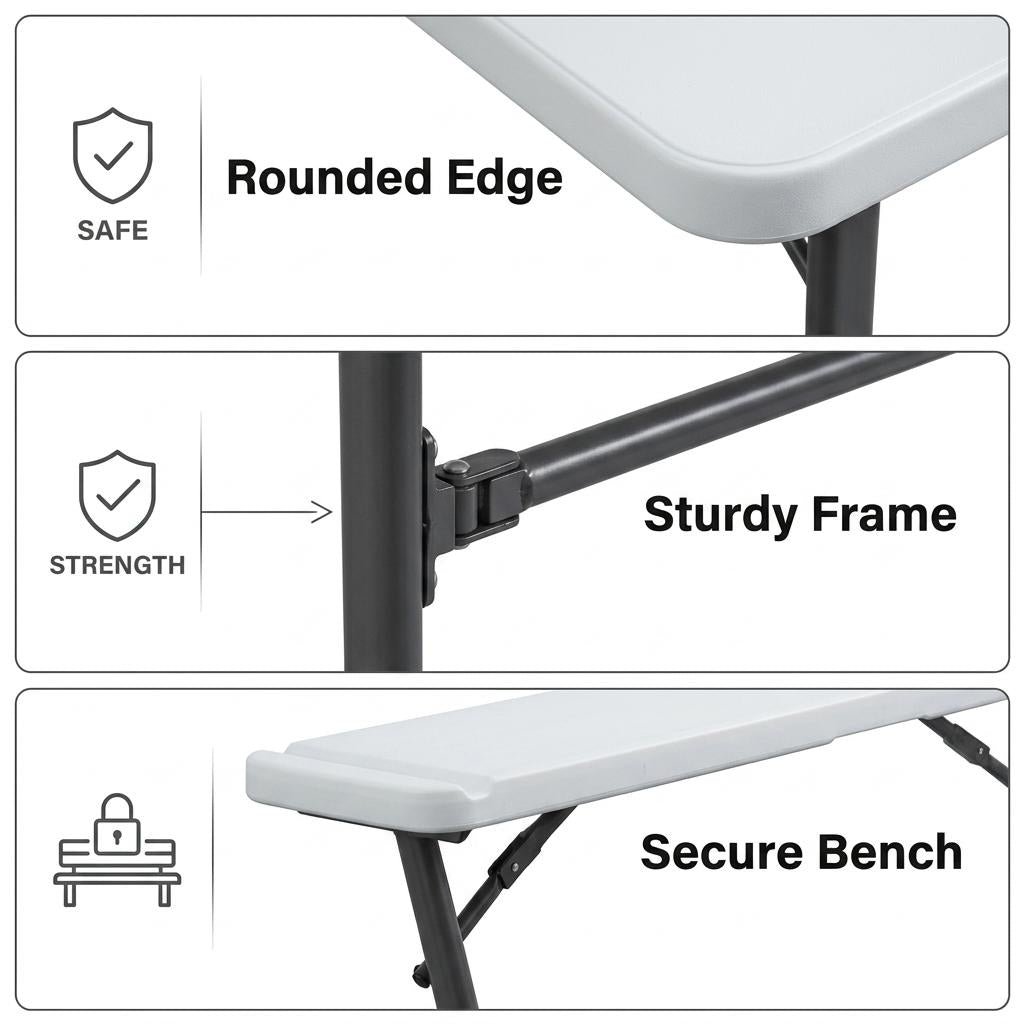 Modern Kids Table Set, PP Top & Metal Legs - CHILDLIKE WHITE