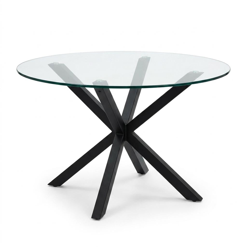 Modern Black Glass Table, Tempered Glass Top – CILLIAN BLACK LEG A