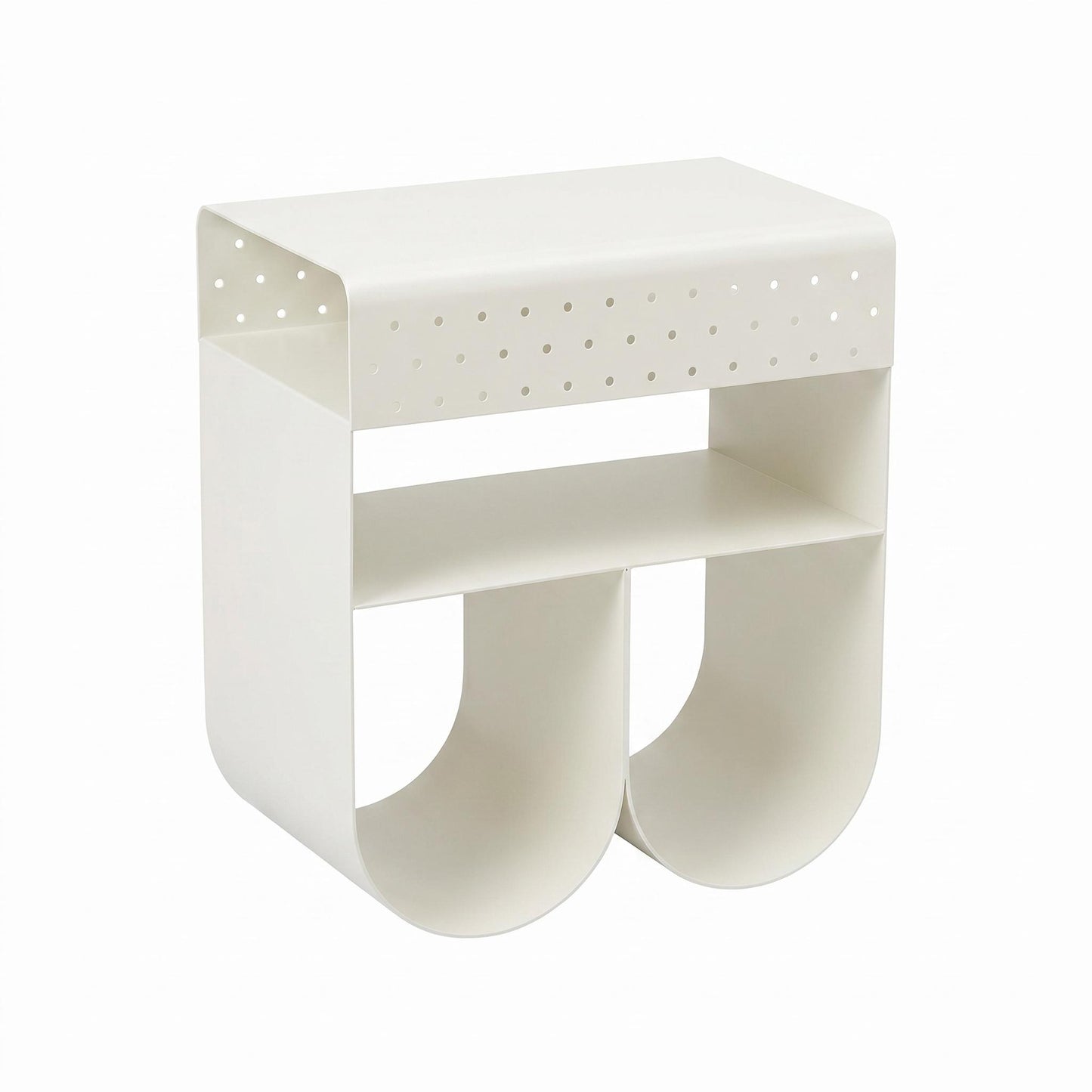 Modern Metal Side Table, Space-Saving Design - CRUL BEIGE