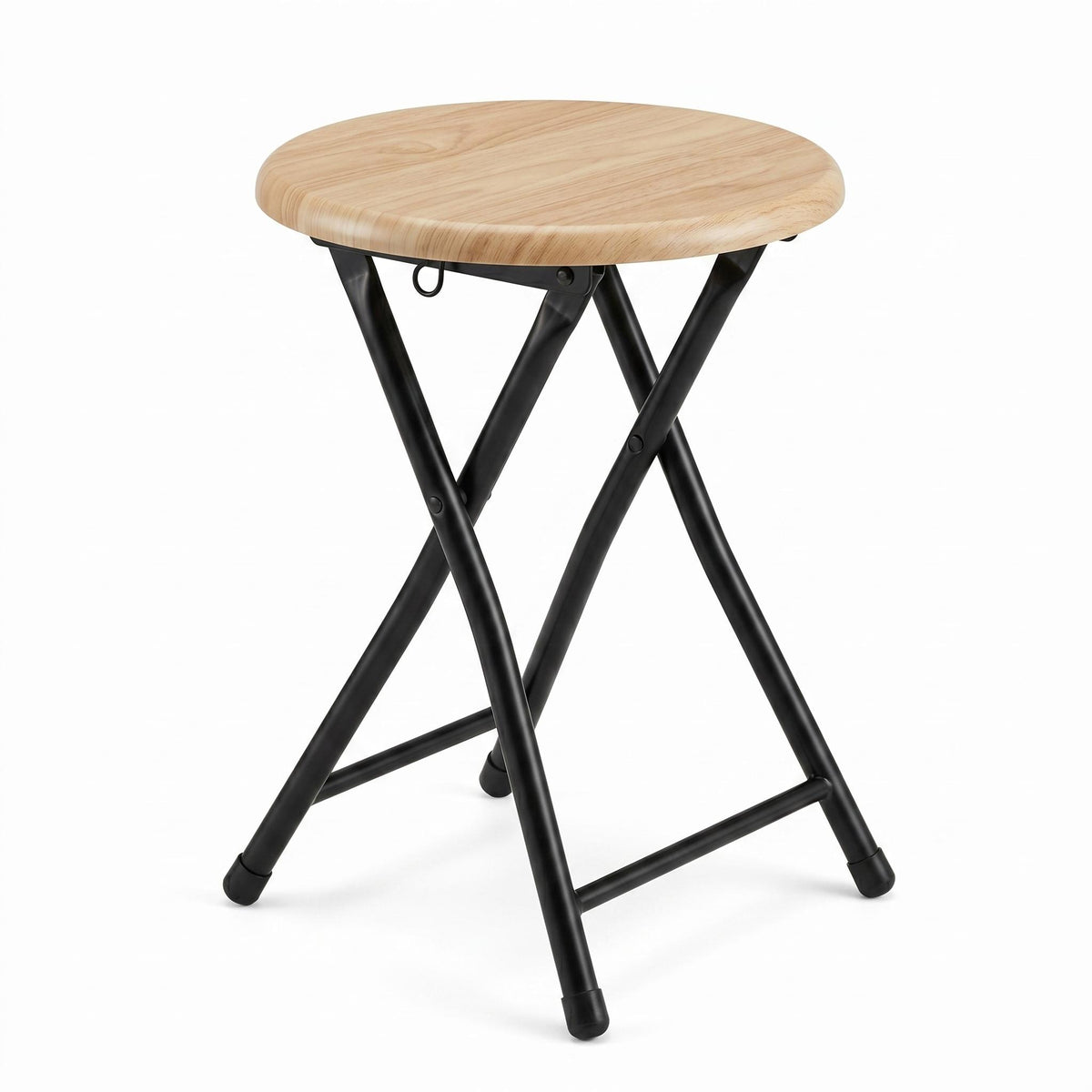 Modern Grey Folding Stool, Metal Frame & MDF Seat - DIXON 2