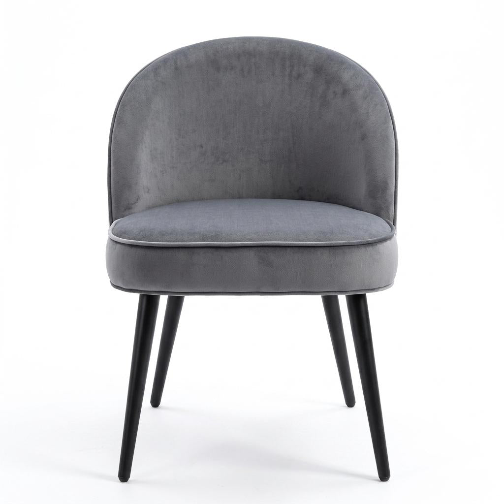 Modern Charcoal Fabric, Sleek Metal Frame - EMILIE Dining Chair