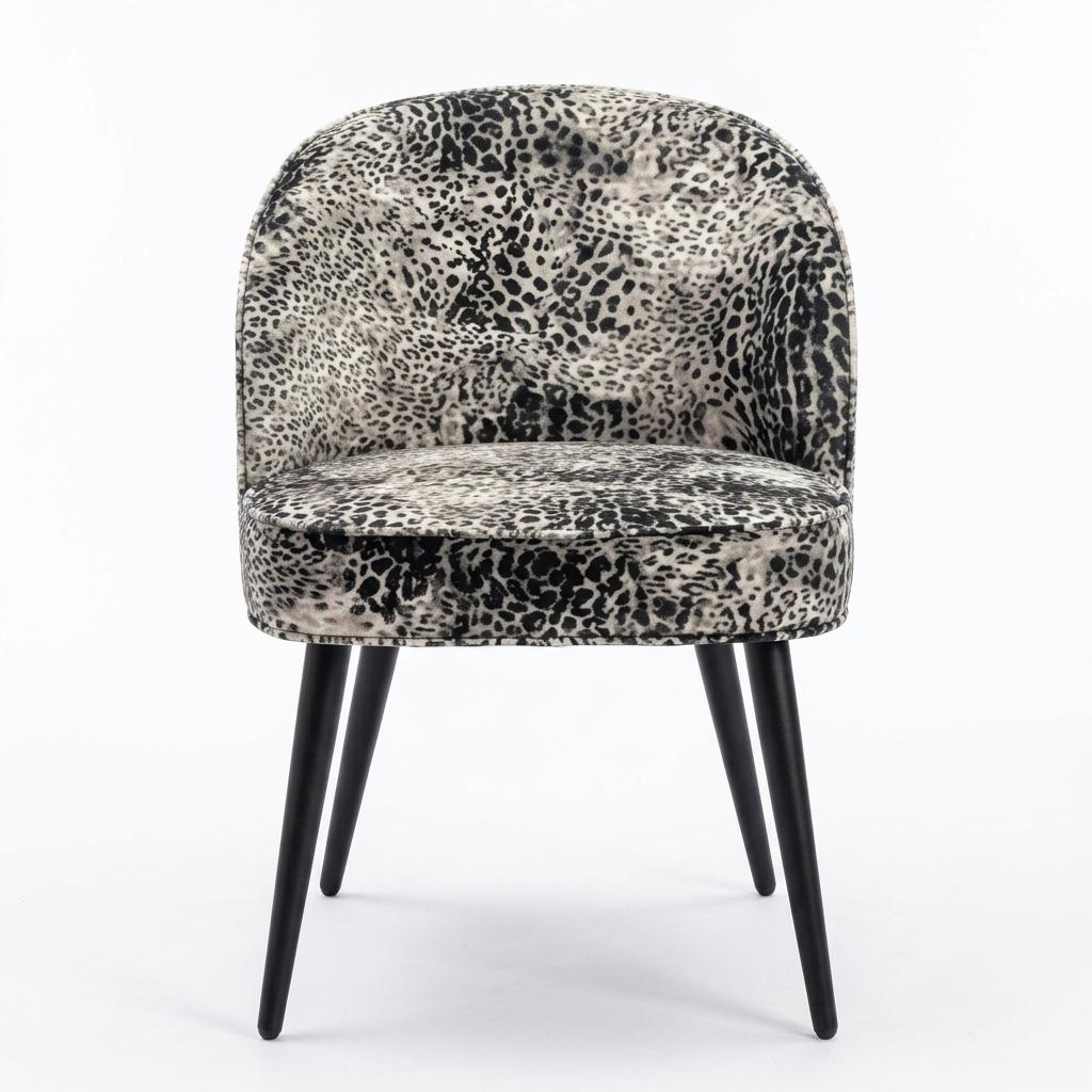 Modern Leopard Fabric Dining Chair - EMILIE LEOPARD GY