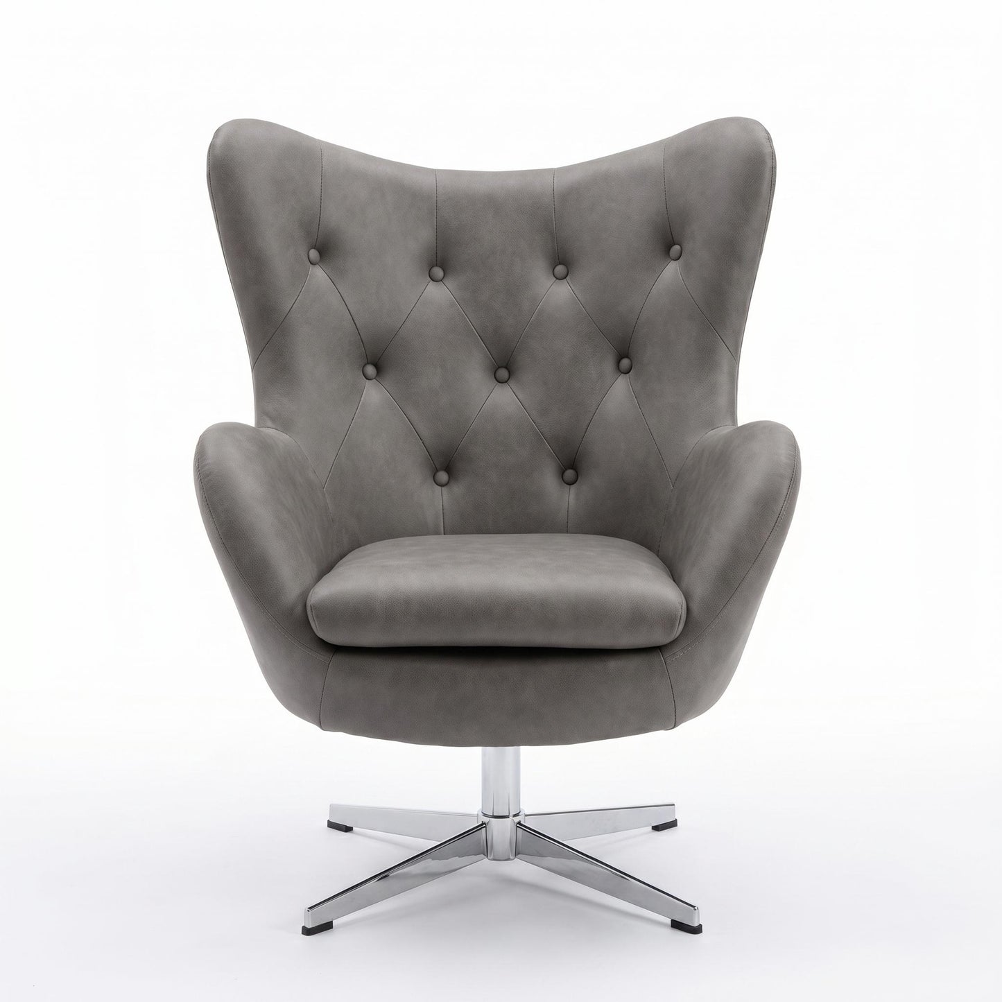 Modern Leisure PU Chair, Chromed Metal Legs - ENDL DARK GREY