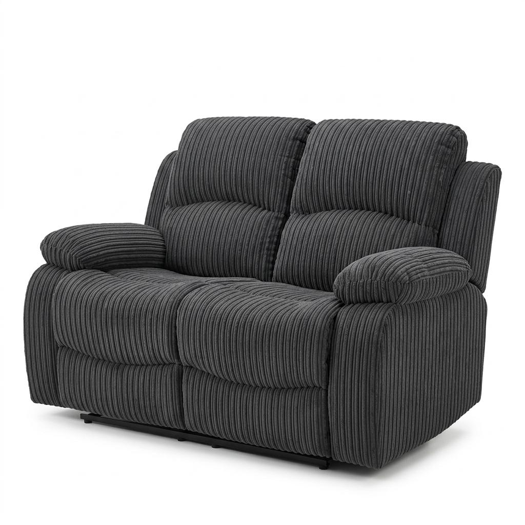 Modern Recliner Sofa, Grey Fabric Comfort - GASTA Double Seater