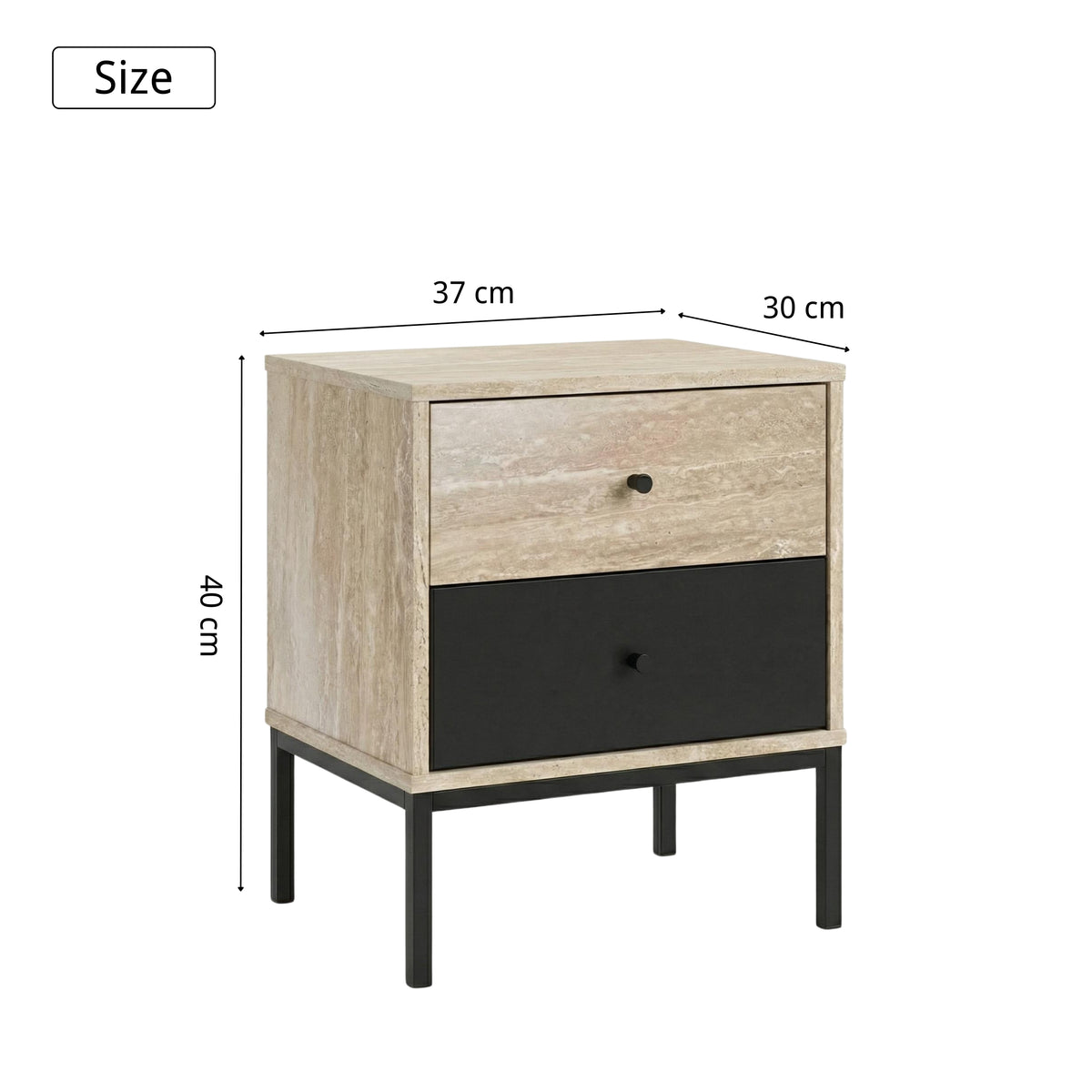 Mononuclear Modern Nightstand, MDF & Metal Frame - GEERQRES
