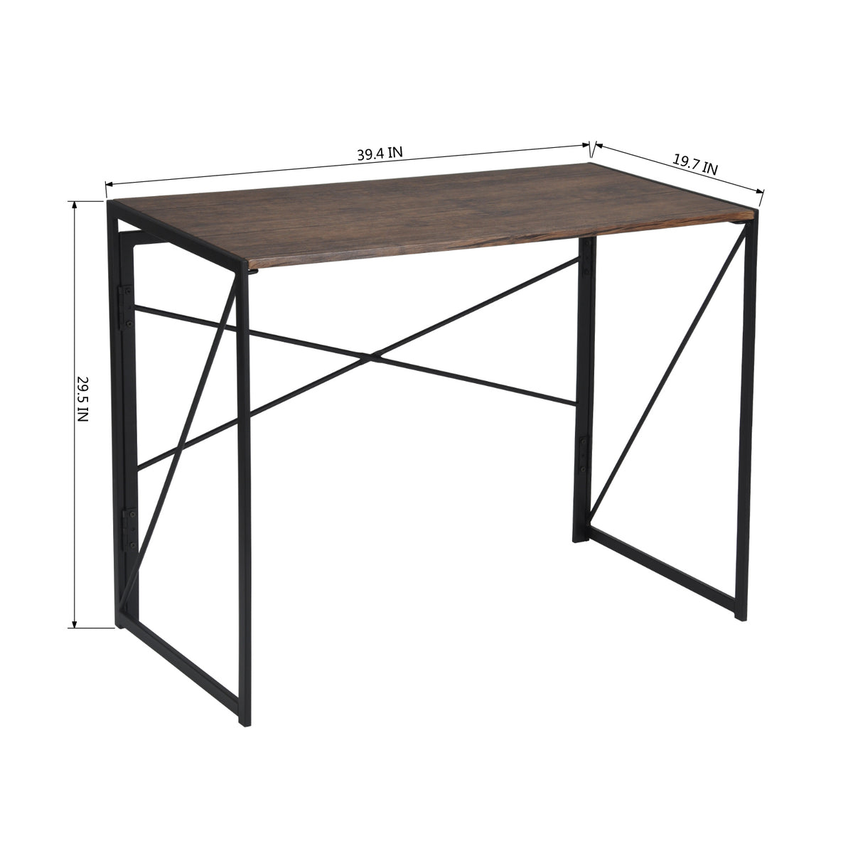 Modern Foldable Steel Frame Desk - HARPER BLACK DESK 110CM