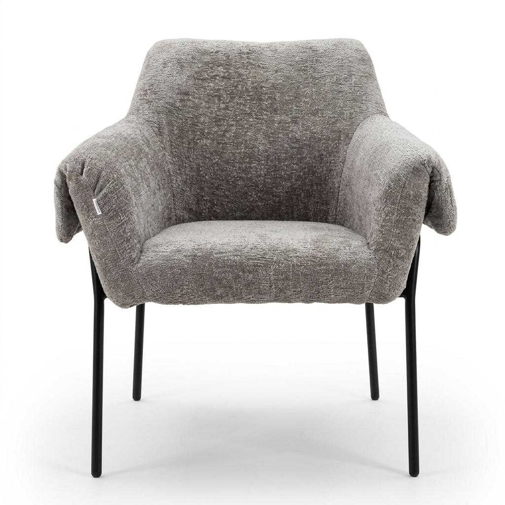 Modern Leisure Chair, Fabric Upholstery Iron Frame - INE DARK GREY