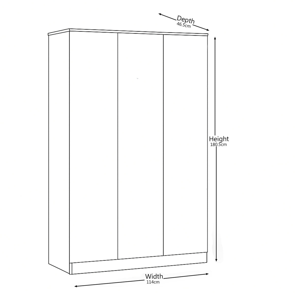Modern Grey Storage, Melamine Finish - LANCASTER 3 Door Wardrobe