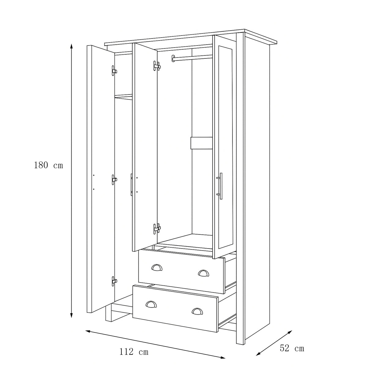 Modern Grey Storage, Melamine Finish - LANCASTER TRIPLE WARDROBE