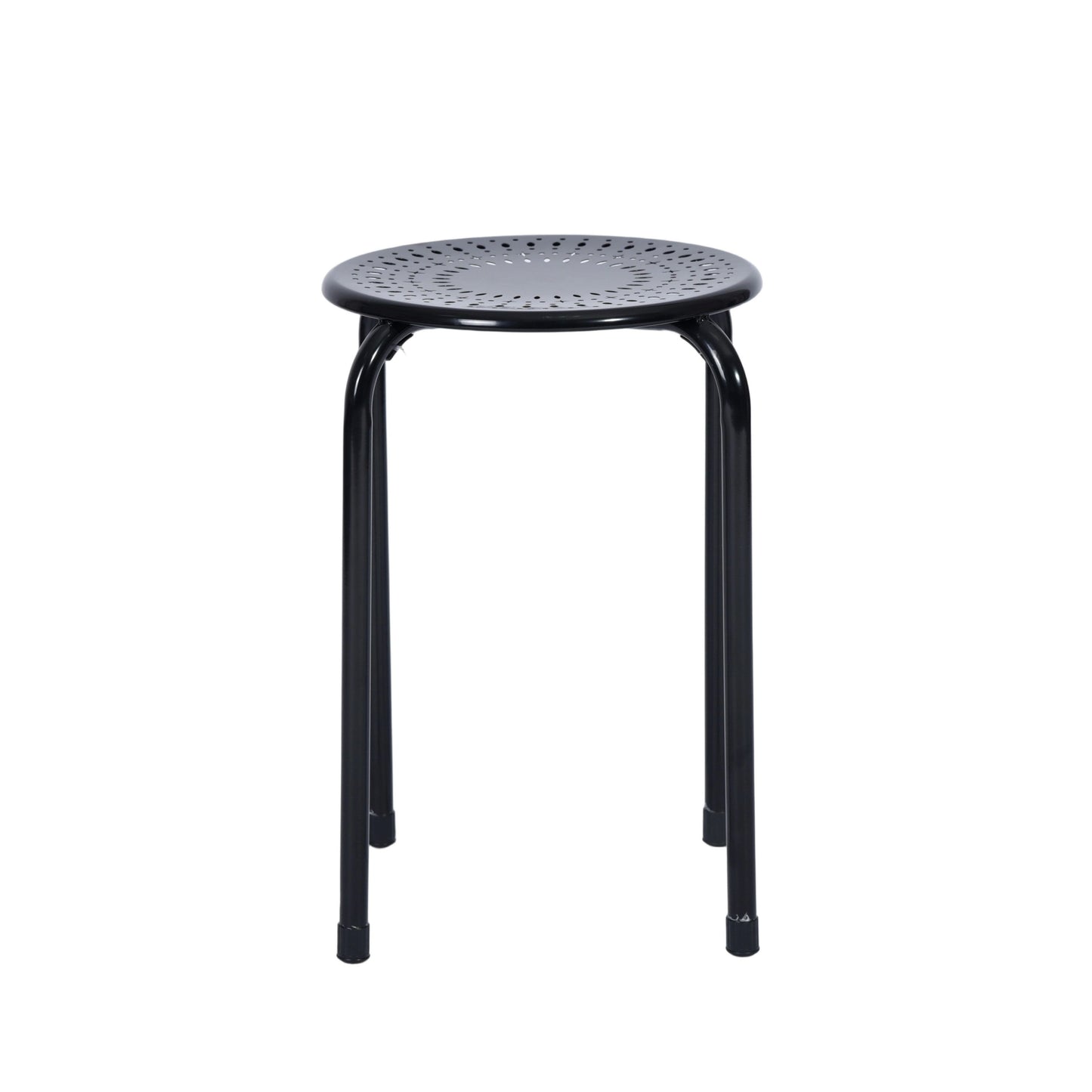 Modern Black Metal Stool, Powder Coated Finish - LEMON DRIPS BLACK