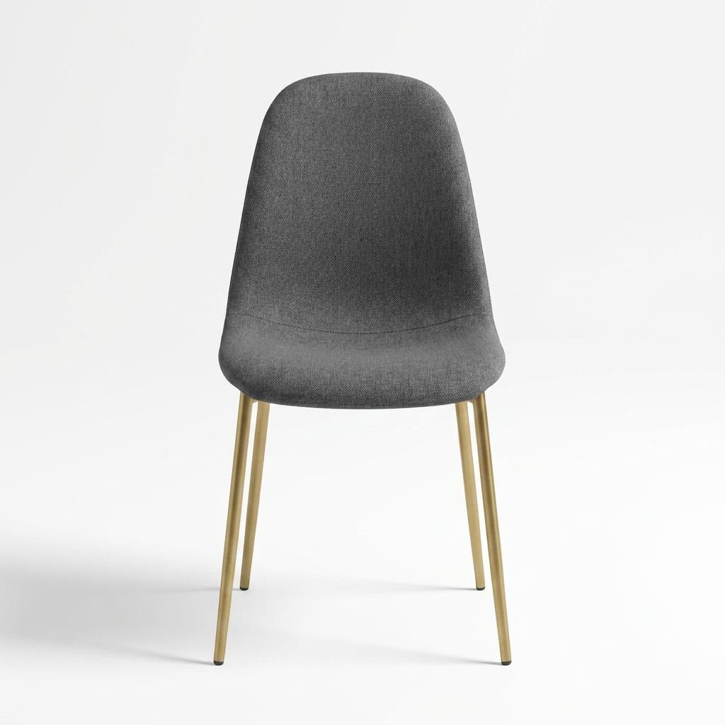 Modern Fabric Dining Chair, Steel Legs - LUNIN DARK GREY