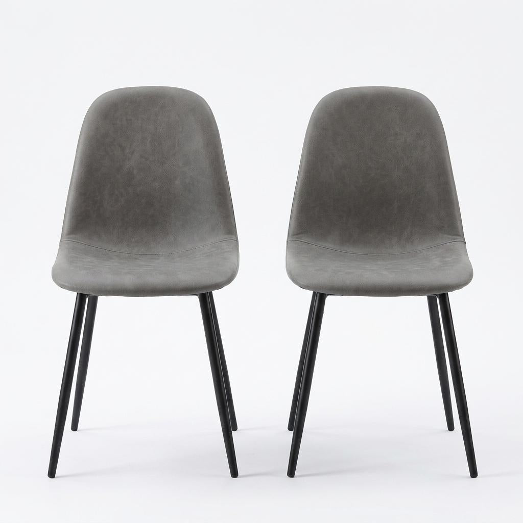 Modern Grey Dining Chair Set, E1 Plywood & Metal - LUNIN GREY V2 2PCS