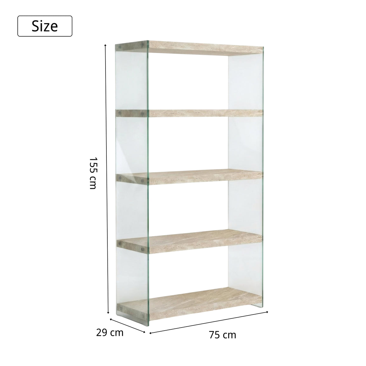 Modern Beige Shelf, Hollow Panel Design - MELROSE TRAVERTINE