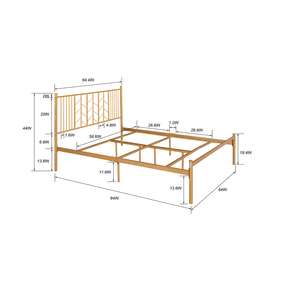 Miye Metal Golden Bedframe