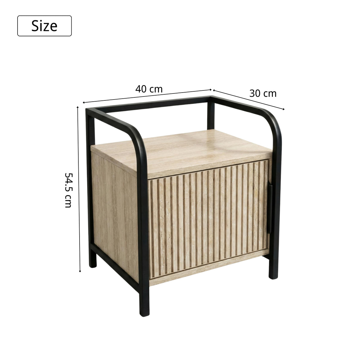 Bethesdas Modern Beige Nightstand, MDF & Metal - QHAGURS