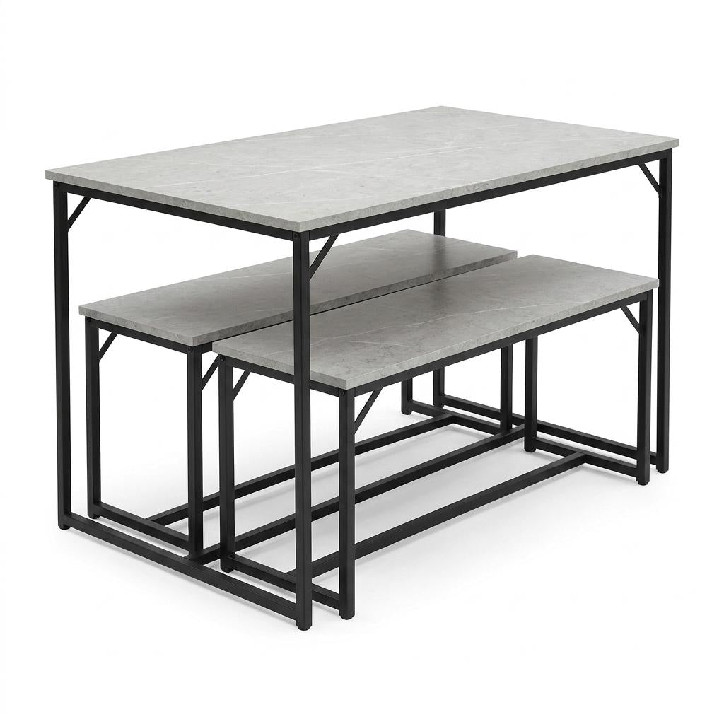 Modern Grey Dining Set, Metal Frame & Melamine Board - RANGE MASON GREY