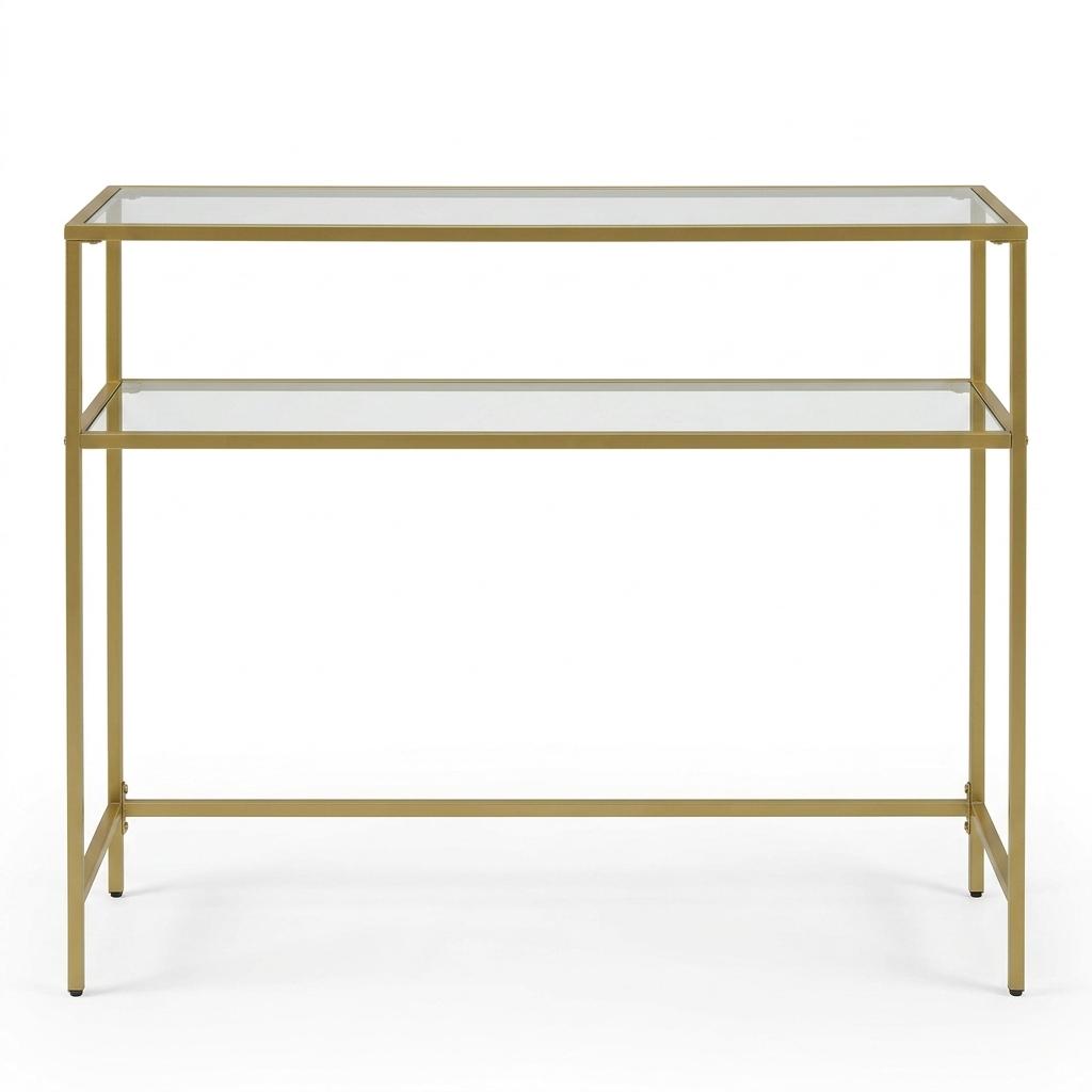 Modern Gold Metal, Tempered Glass Accent – REGENT Console Table