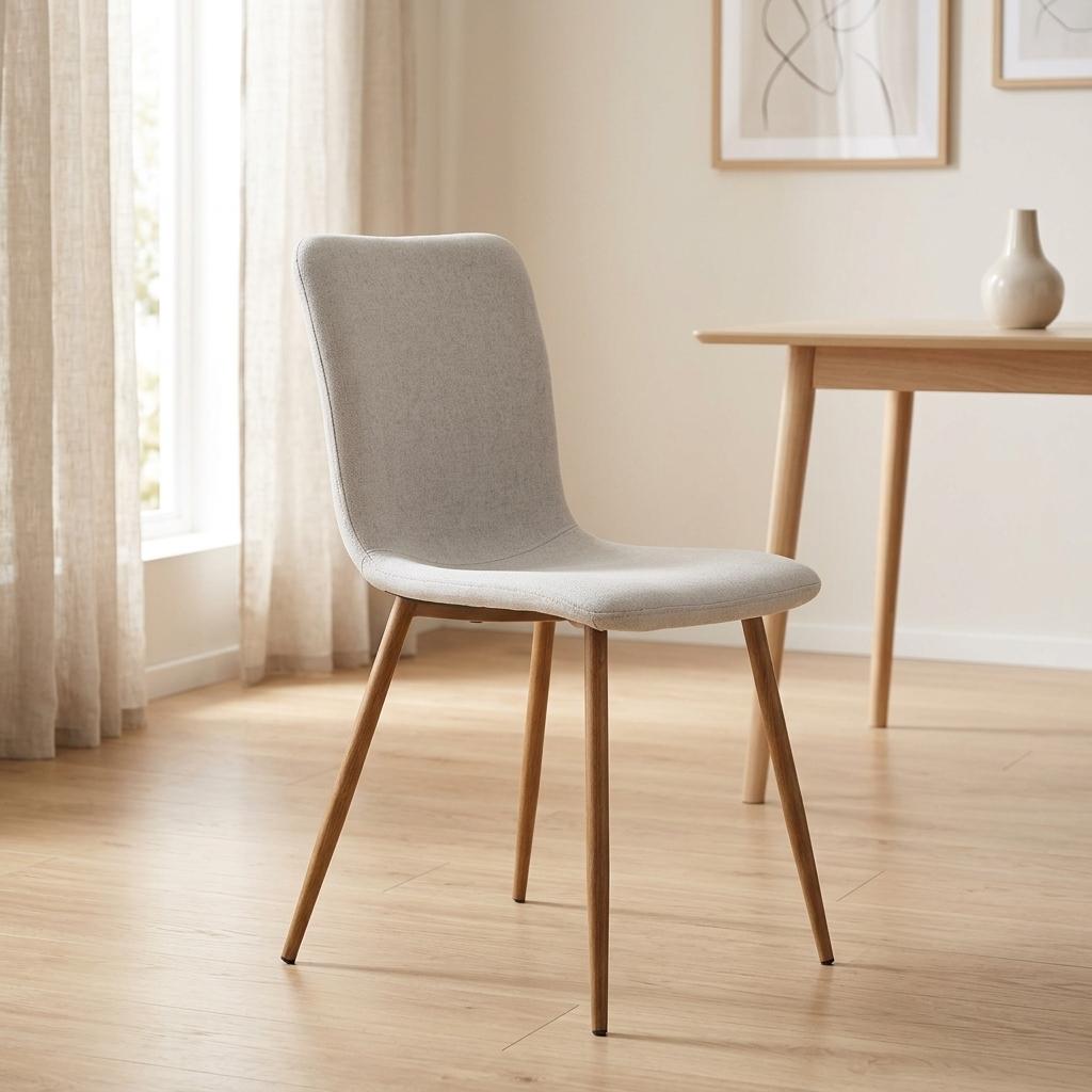 Modern Fabric Dining Chair, Wooden Tube - SCARGILL SY GREY