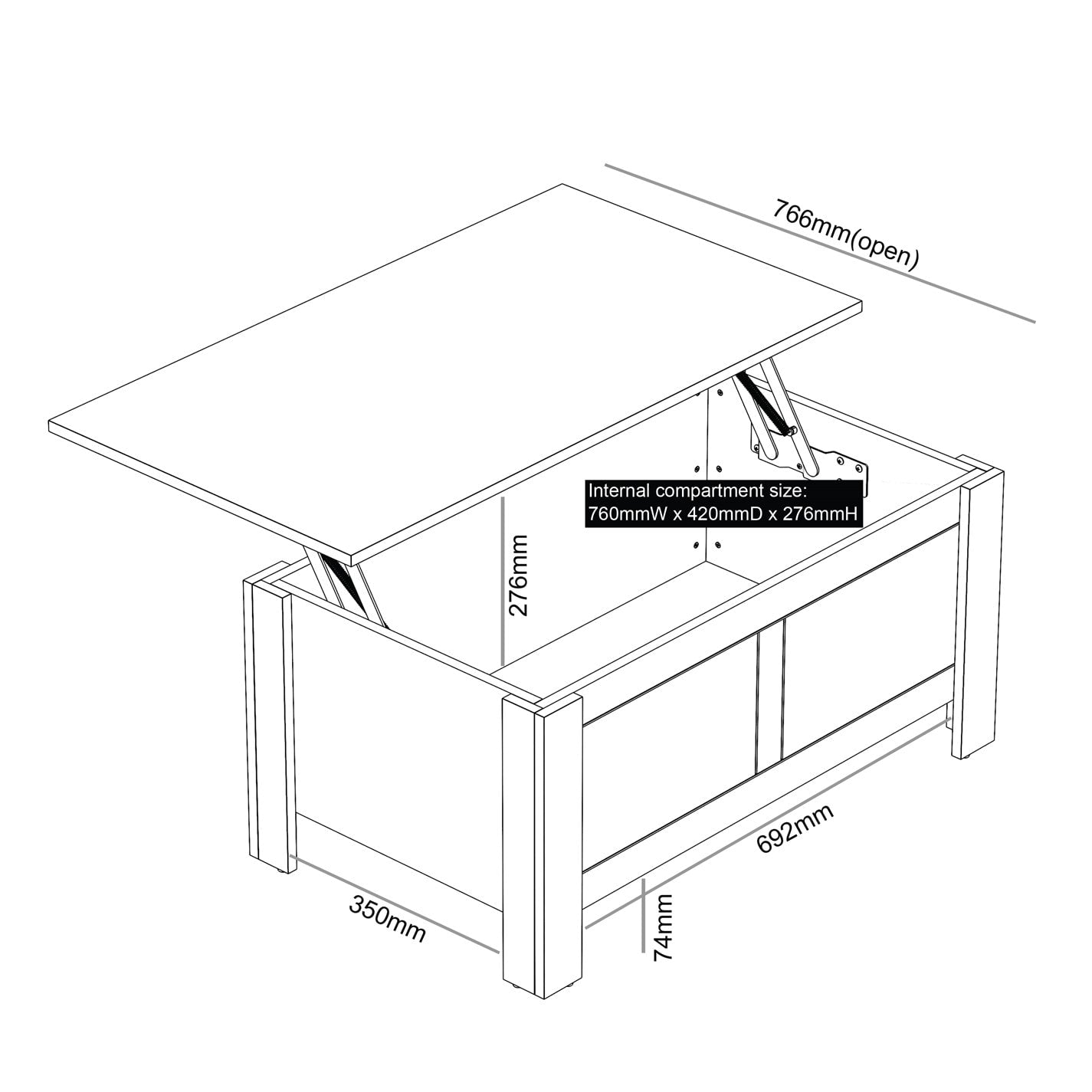Modern Grey Lift-Top Table, Particleboard Accent - SHERBOURNE Coffee Table