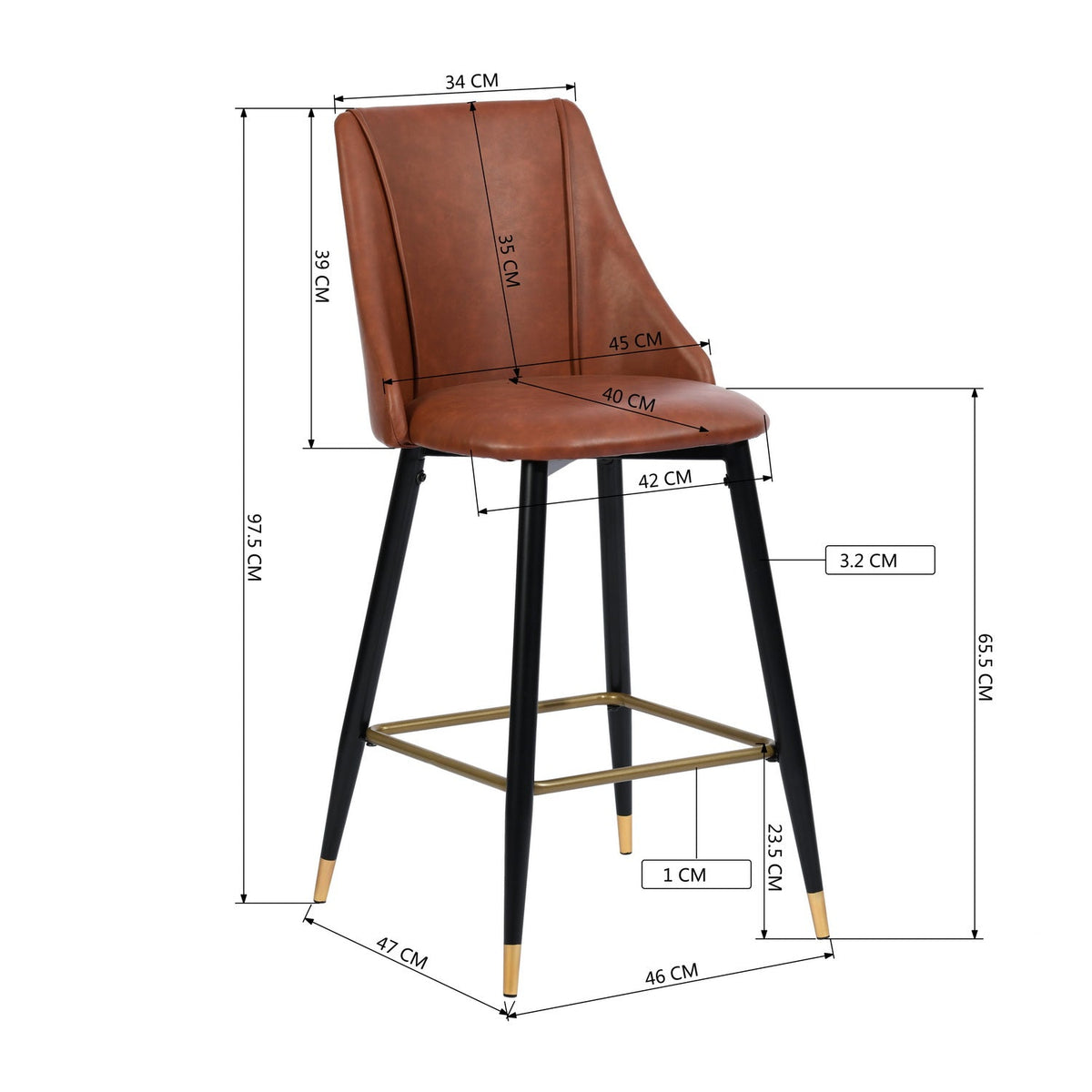 Smeg Bar Black Gold Leg Bar Stools