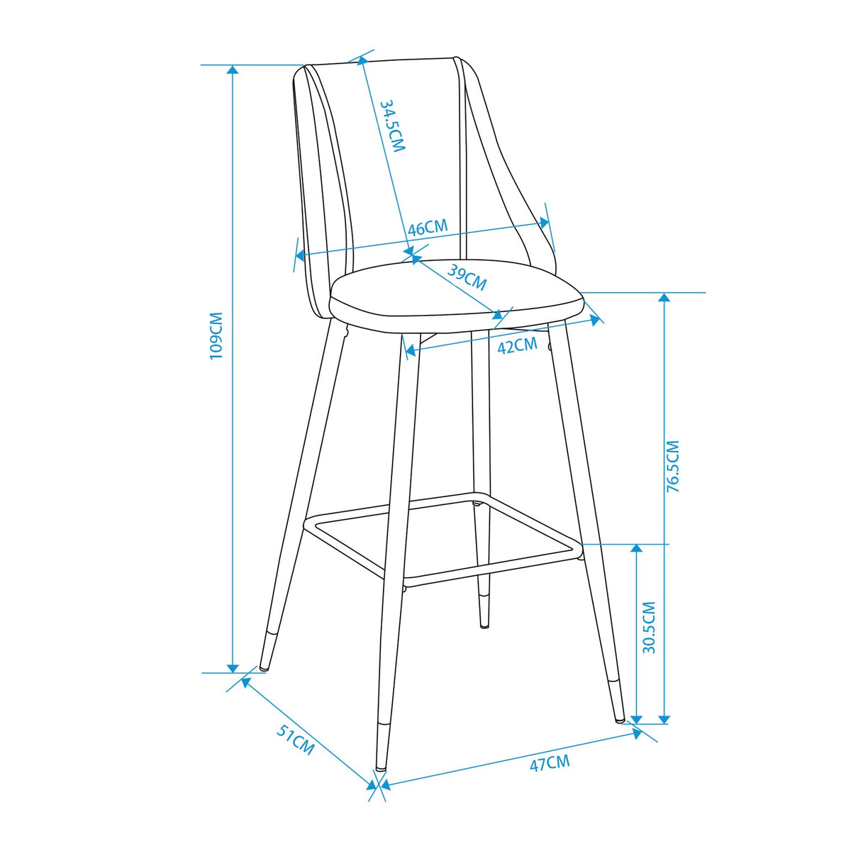 Smeg Bar 30 Brown Leathaire Black Gold Leg Bar Stool