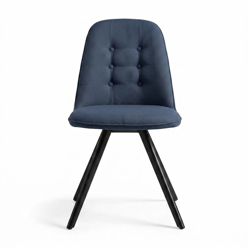 Modern Dark Blue Dining Chair, Fabric Upholstery - SUNFLOWER FABRIC DBLUE ROUND LEG