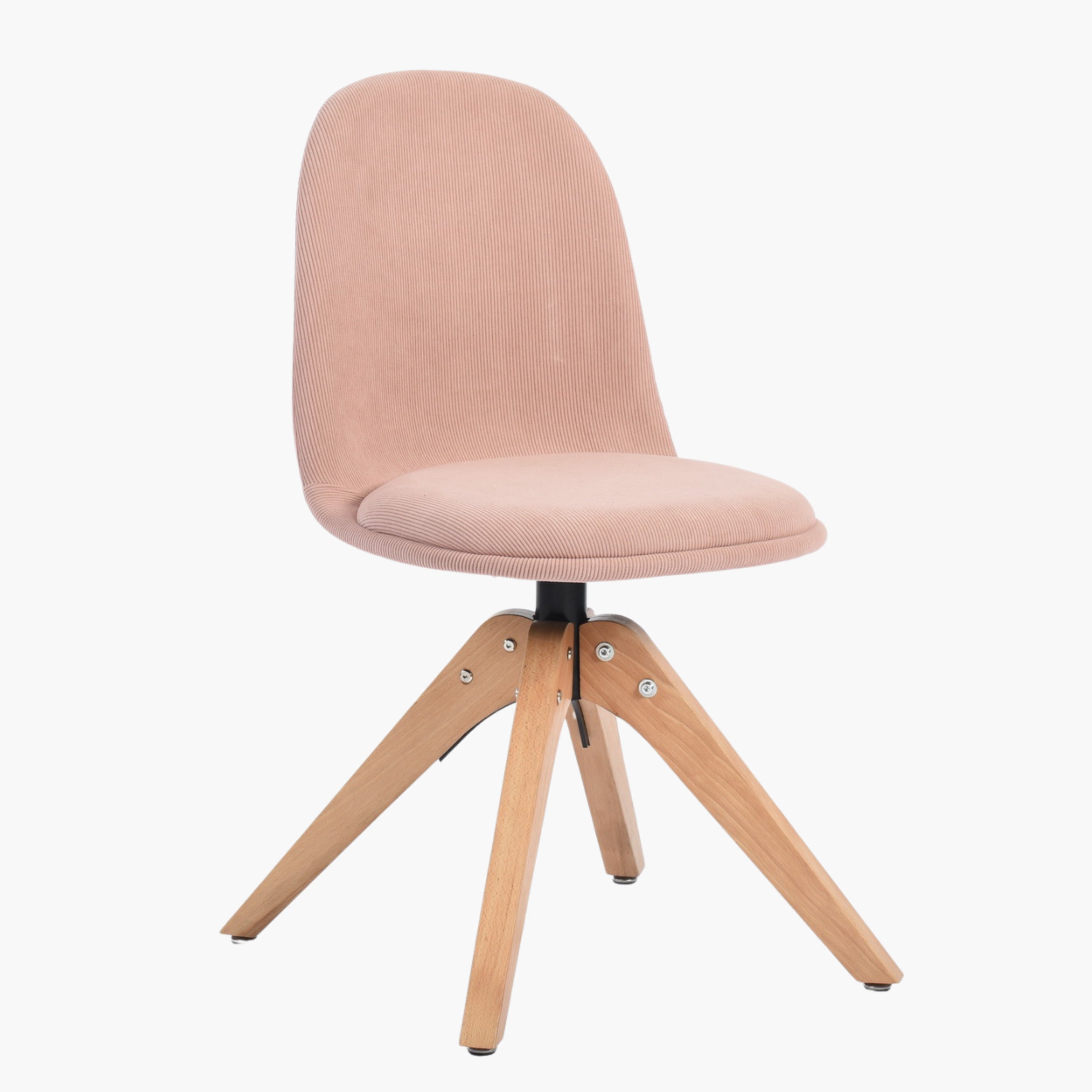 Sunflower Corduroy Pink Wood Leg 4Pcs Dining Chairs