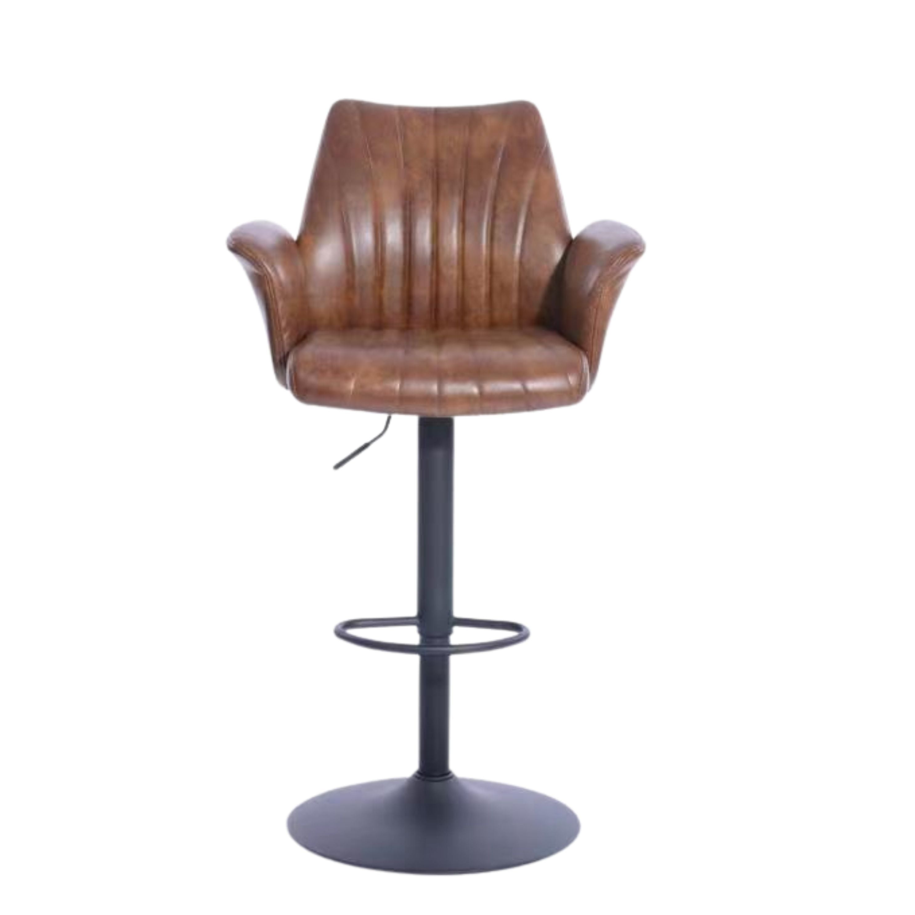 Thomasia Height Adjustable Brown Faux Leather Bar Stools