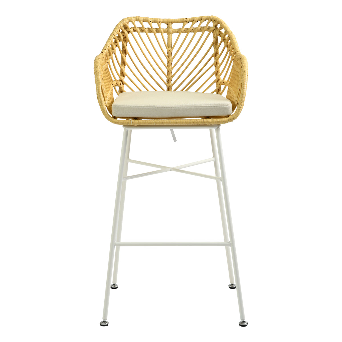 Modern Rattan Barstool, Ivory Metal Legs – TIVEN